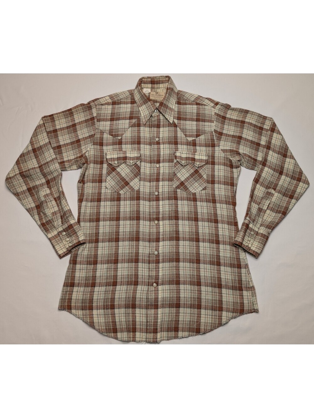 VTG Dee Cee Brand Western Long Sleeve Button Up Pearl Snap Plaid Cowboy Hippie M